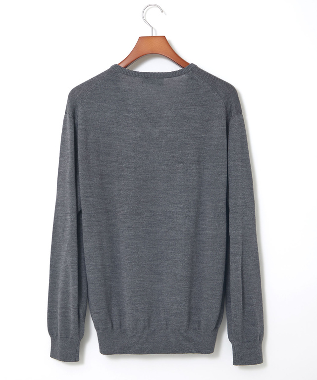 10ゲージVネックセーター【洗濯機洗いOK】