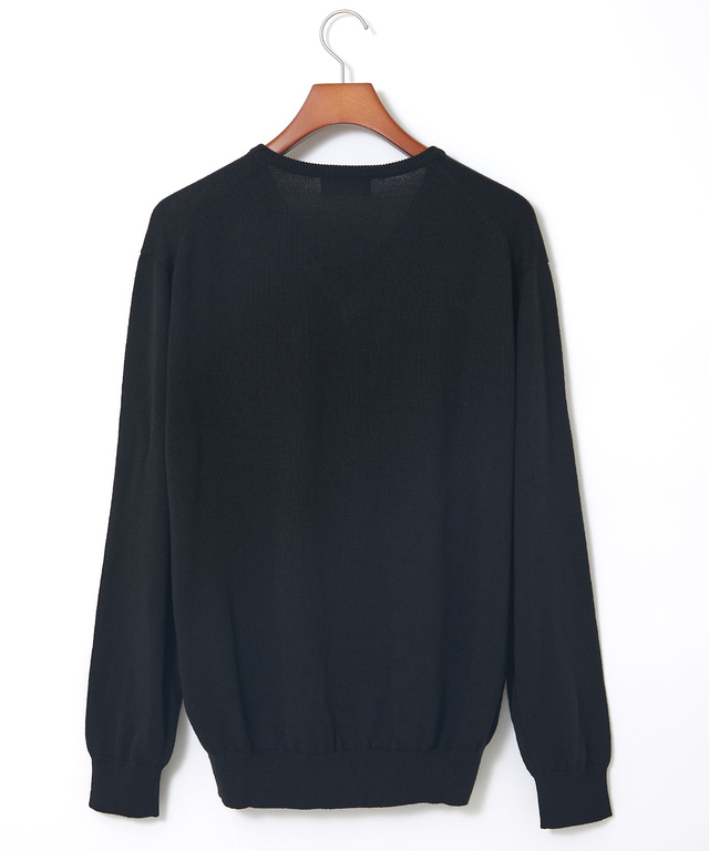 10ゲージVネックセーター【洗濯機洗いOK】