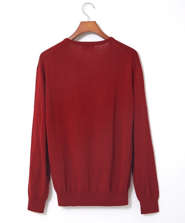 10ゲージVネックセーター【洗濯機洗いOK】