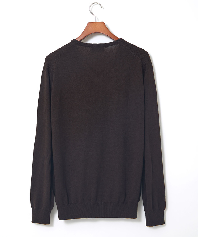 10ゲージVネックセーター【洗濯機洗いOK】