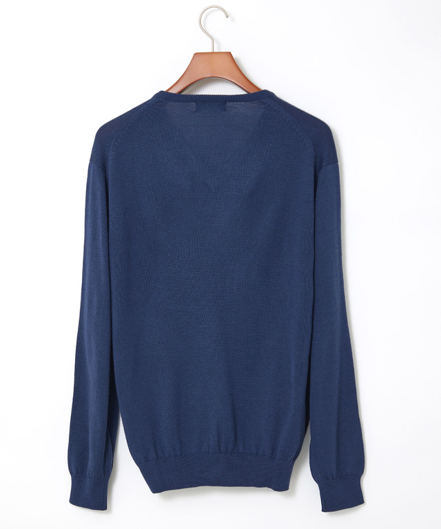 10ゲージVネックセーター【洗濯機洗いOK】