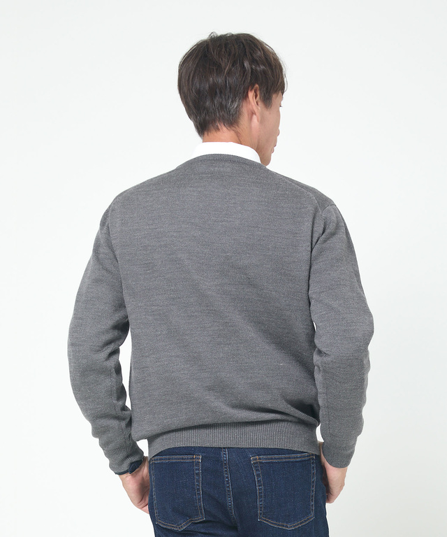 10ゲージVネックセーター【洗濯機洗いOK】