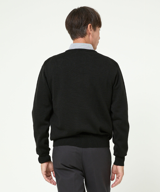 10ゲージVネックセーター【洗濯機洗いOK】