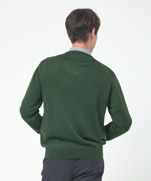 10ゲージVネックセーター【洗濯機洗いOK】