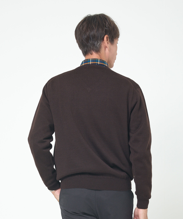 10ゲージVネックセーター【洗濯機洗いOK】