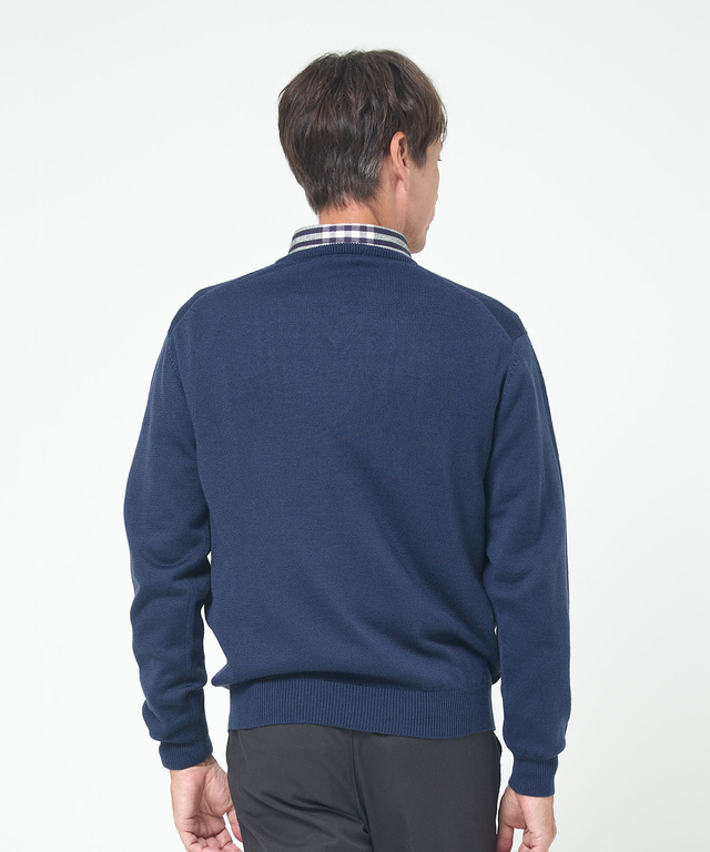 10ゲージVネックセーター【洗濯機洗いOK】