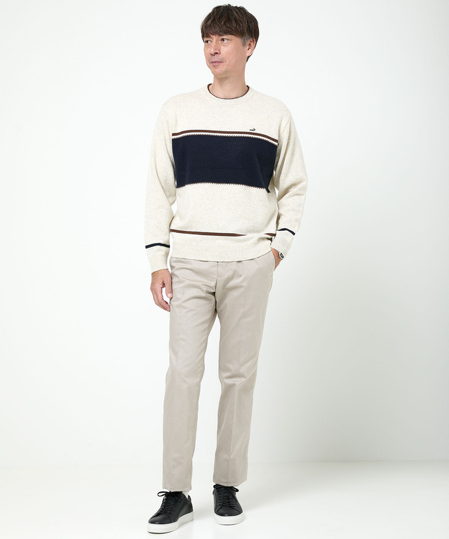 ウールブレンド ワイドボーダー ニット 【手洗いOK】