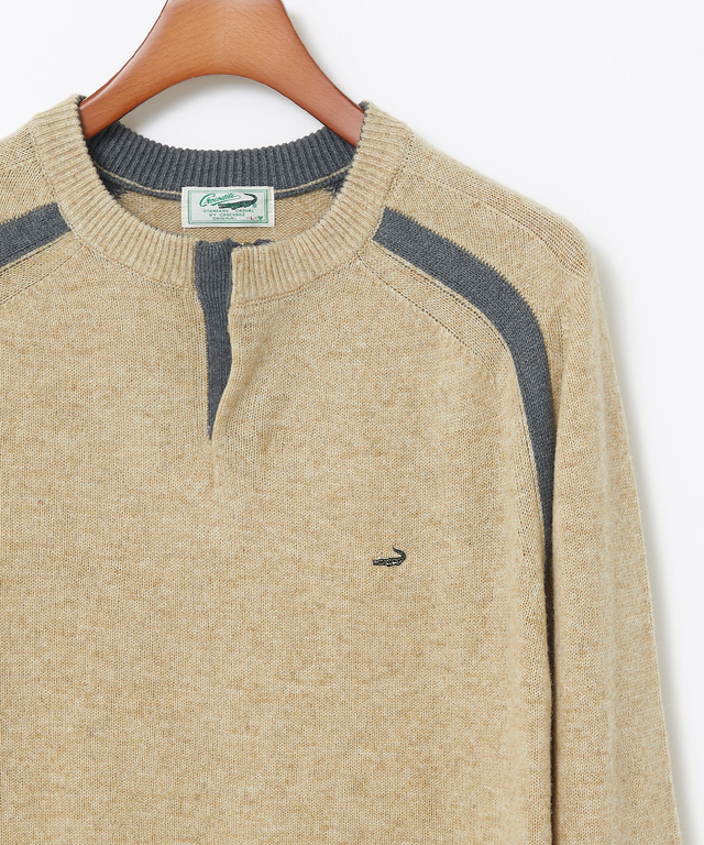 ウールブレンド ヘンリーネック ニット【手洗いOK】