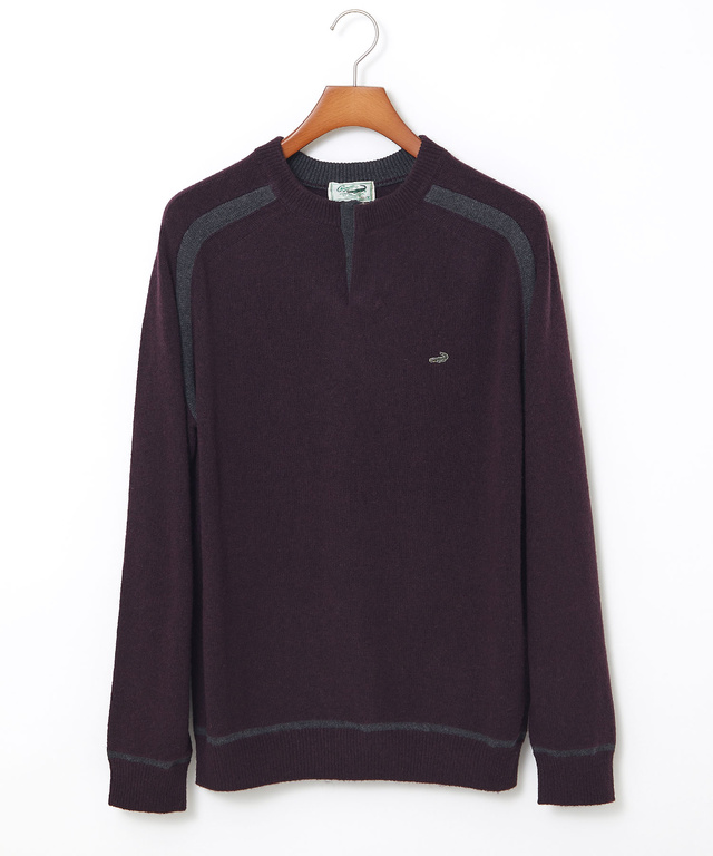 ウールブレンド ヘンリーネック ニット【手洗いOK】