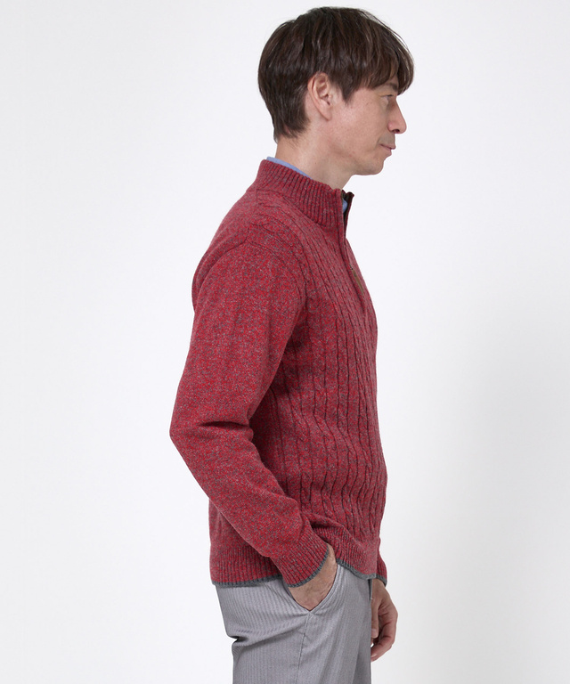 ウールブレンド ハーフジップ ニット