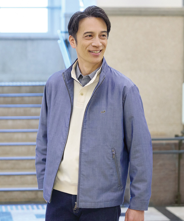 シャンブレーツイル ジップ ブルゾン【吸汗速乾】