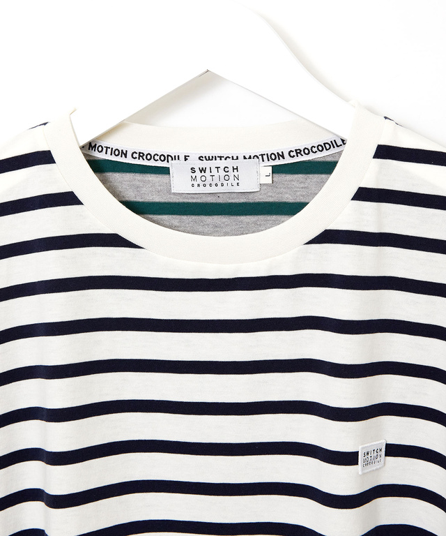 スノーコットン クレイジーボーダー柄 Tシャツ【接触冷感】