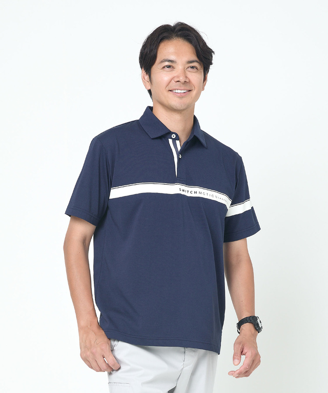 アシンメトリー ロゴプリント ポロシャツ