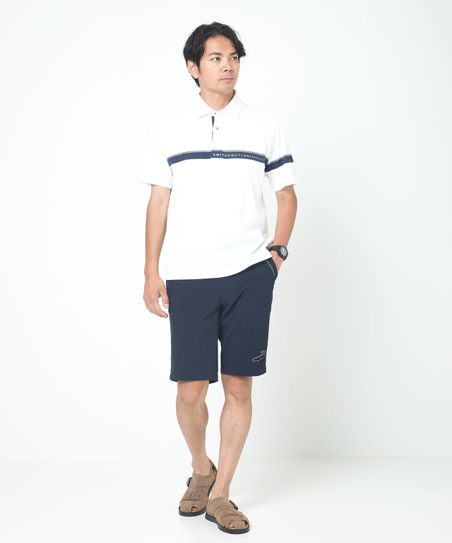 アシンメトリー ロゴプリント ポロシャツ