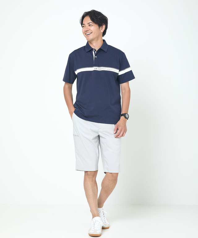 アシンメトリー ロゴプリント ポロシャツ