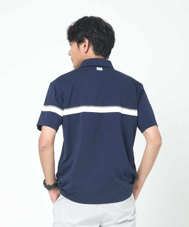 アシンメトリー ロゴプリント ポロシャツ