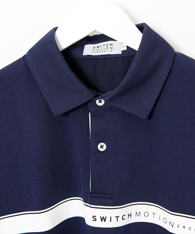 アシンメトリー ロゴプリント ポロシャツ