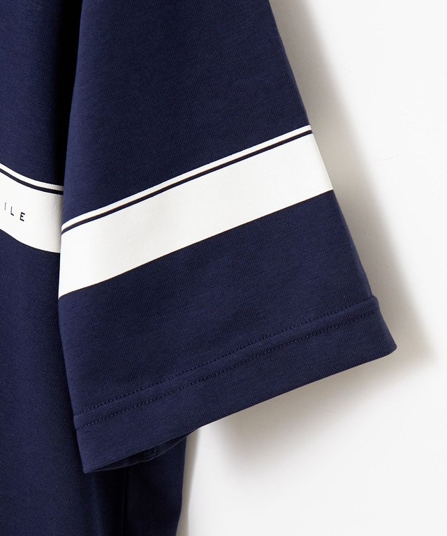 アシンメトリー ロゴプリント ポロシャツ