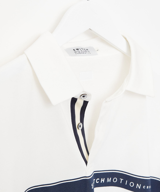 アシンメトリー ロゴプリント ポロシャツ