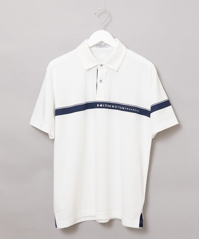 アシンメトリー ロゴプリント ポロシャツ
