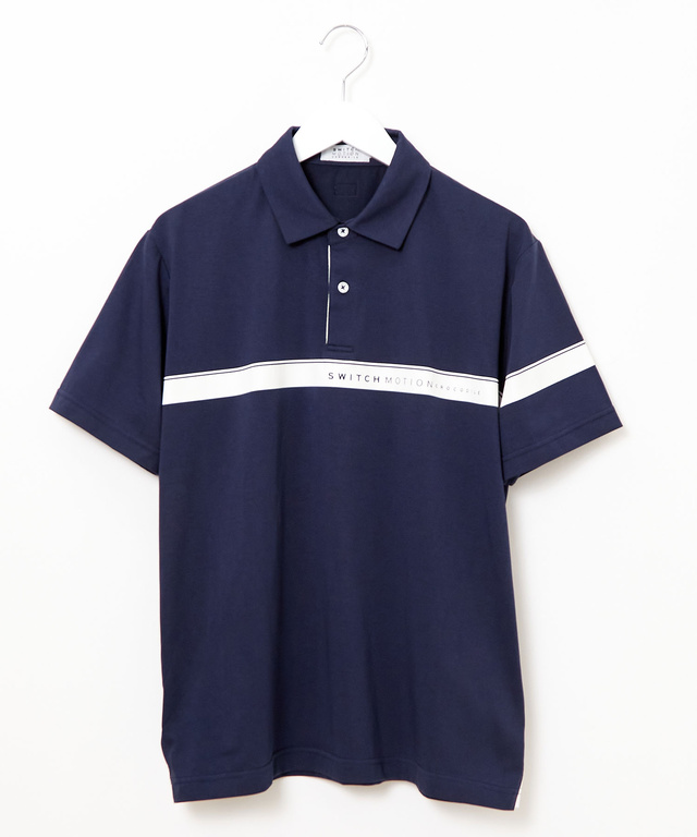 アシンメトリー ロゴプリント ポロシャツ