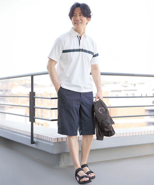 アシンメトリー ロゴプリント ポロシャツ