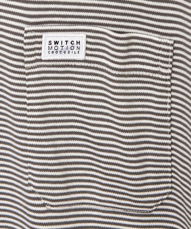 スムース ボーダー柄 ハイネック カットソー