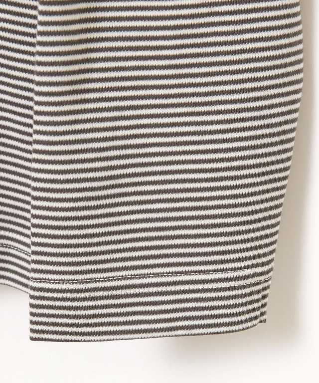 スムース ボーダー柄 ハイネック カットソー