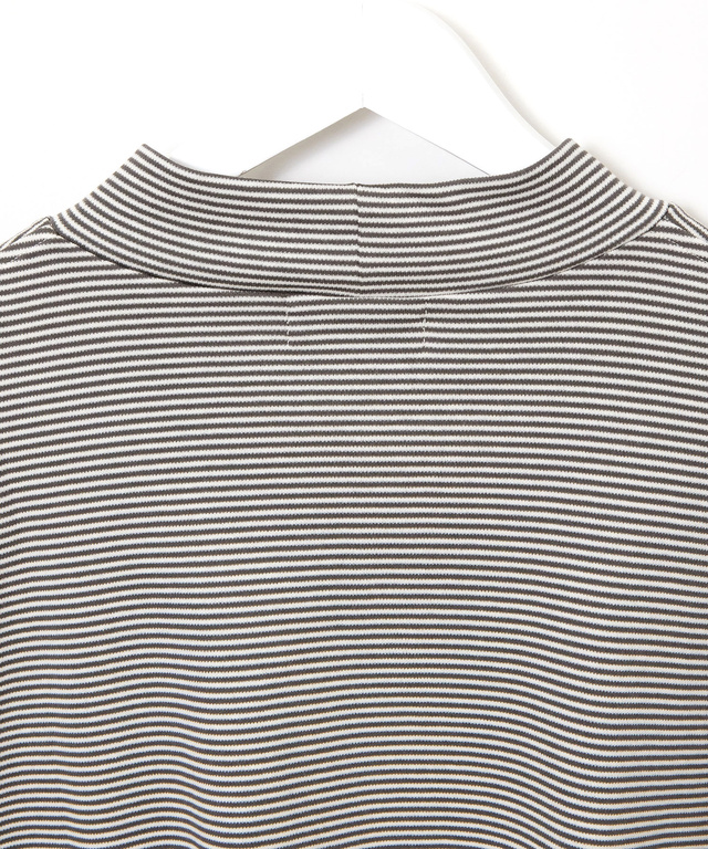 スムース ボーダー柄 ハイネック カットソー