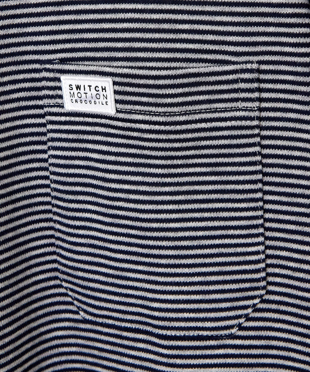 スムース ボーダー柄 ハイネック カットソー