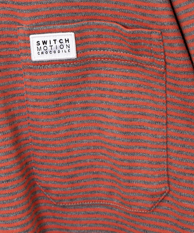 スムース ボーダー柄 ハイネック カットソー