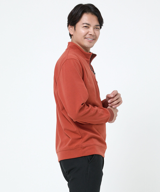 ツイル素材 ハーフジップ トレーナー