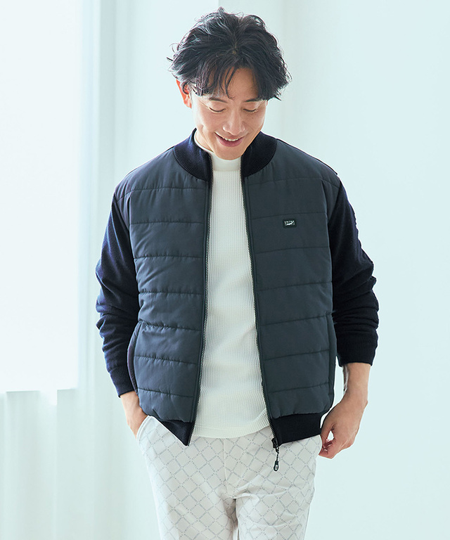 ニット ドッキング 中綿ブルゾン