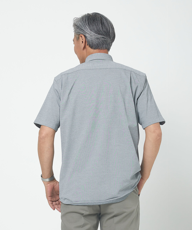 鹿の子 ストレッチ ニット シャツ 【吸汗速乾】