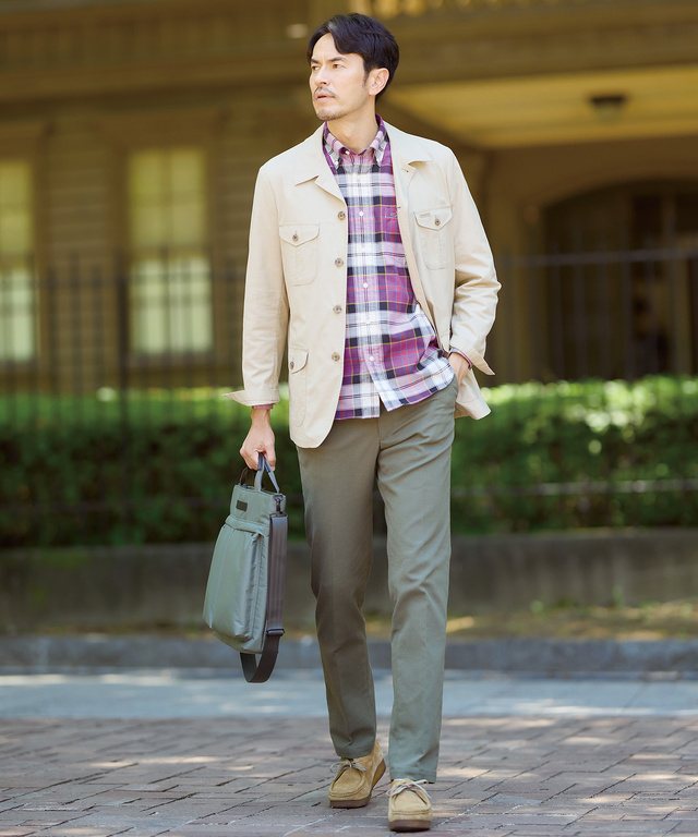 ピケ素材 チェック柄 シャツ