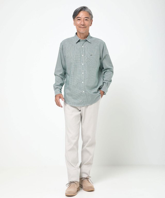 ノンアイロン 千鳥柄 シャツ【シワになりにくい】