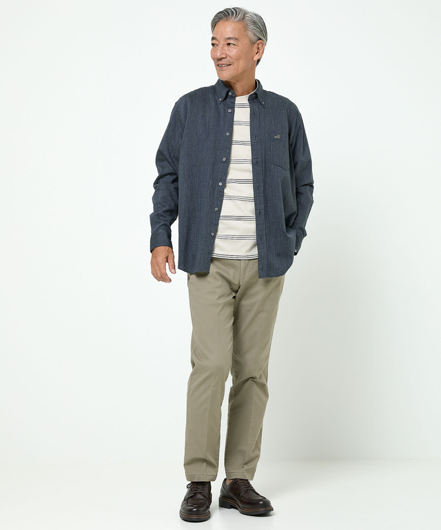 デニム調 ボタンダウン シャツ