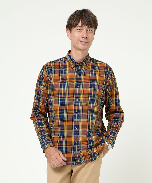 インディゴ糸 チェック柄 シャツ