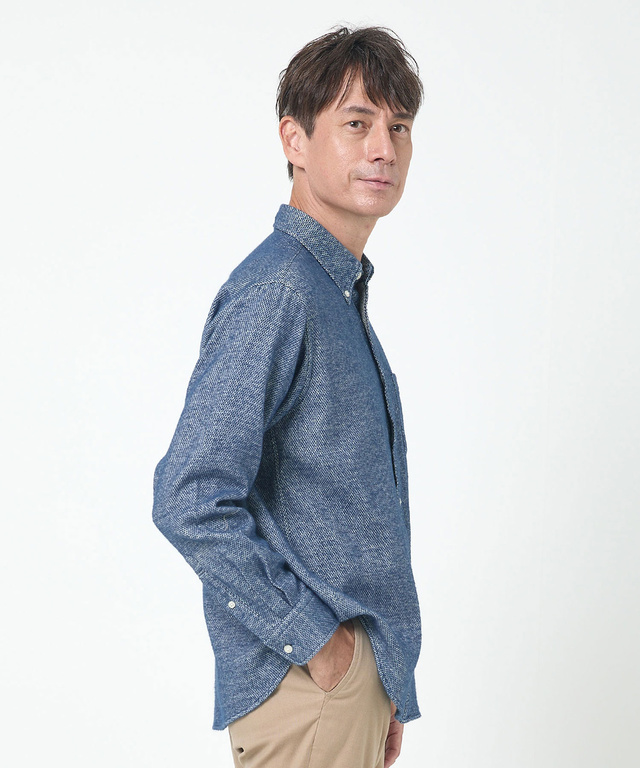 シャギー加工 杢調 シャツ