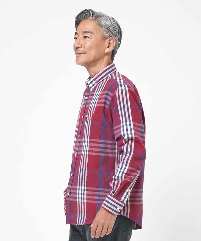 シャギー加工 タータン柄 シャツ