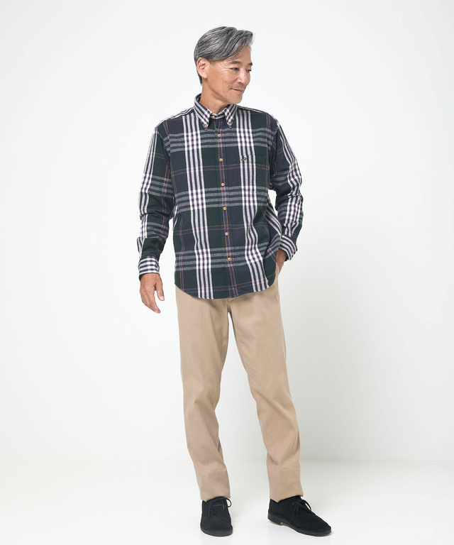 シャギー加工 タータン柄 シャツ