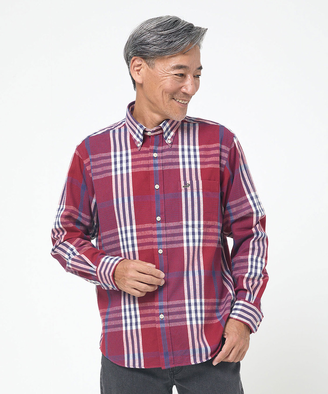 シャギー加工 タータン柄 シャツ