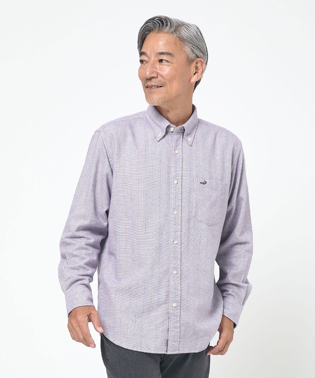 シルクブレンド ラインデザイン シャツ