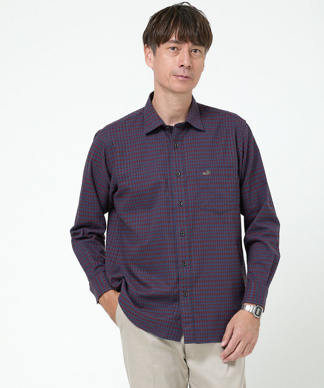 ギンガムチェック柄 レギュラーカラー シャツ