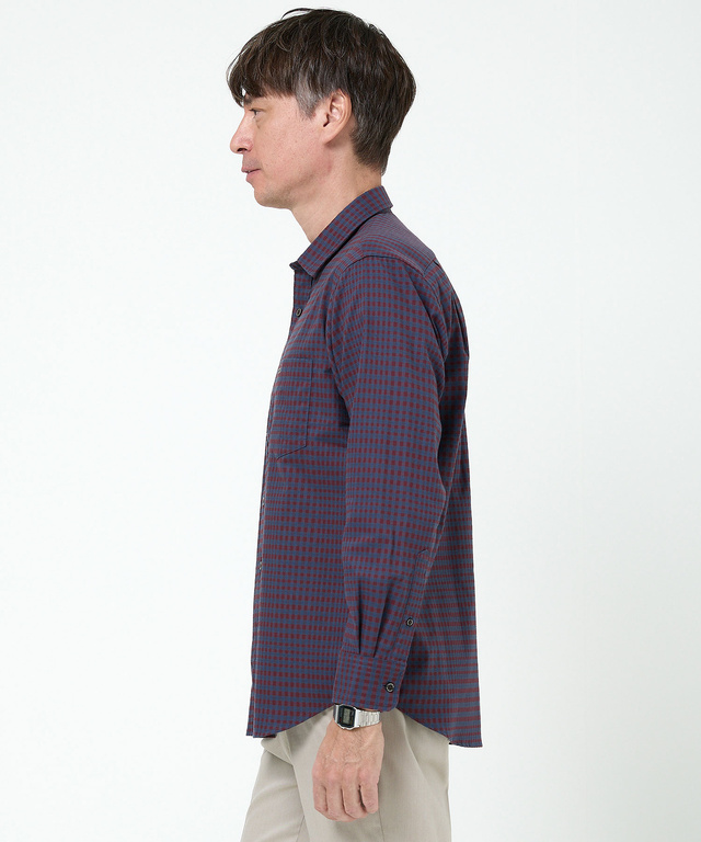 ギンガムチェック柄 レギュラーカラー シャツ