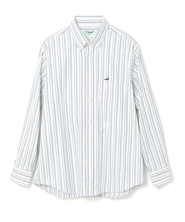 ノンアイロン バスケット織り ストライプ シャツ【シワになりにくい】