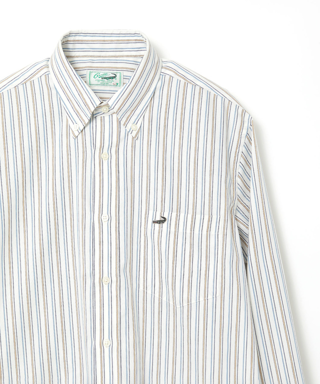 ノンアイロン バスケット織り ストライプ シャツ【シワになりにくい】