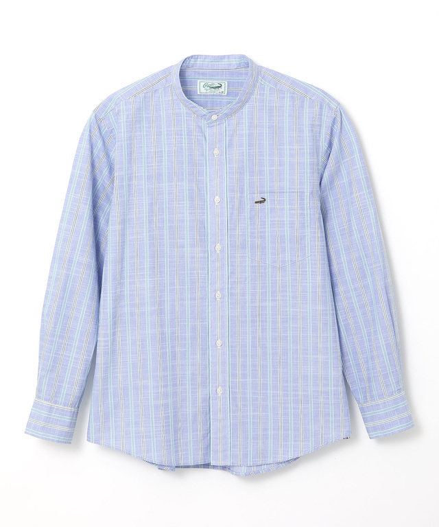 バンドカラー ストライプ シャツ