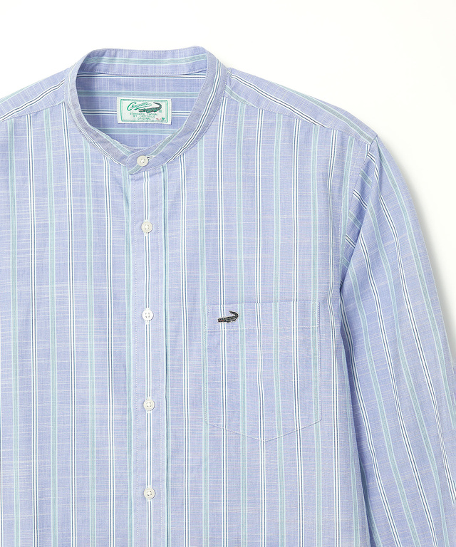 バンドカラー ストライプ シャツ