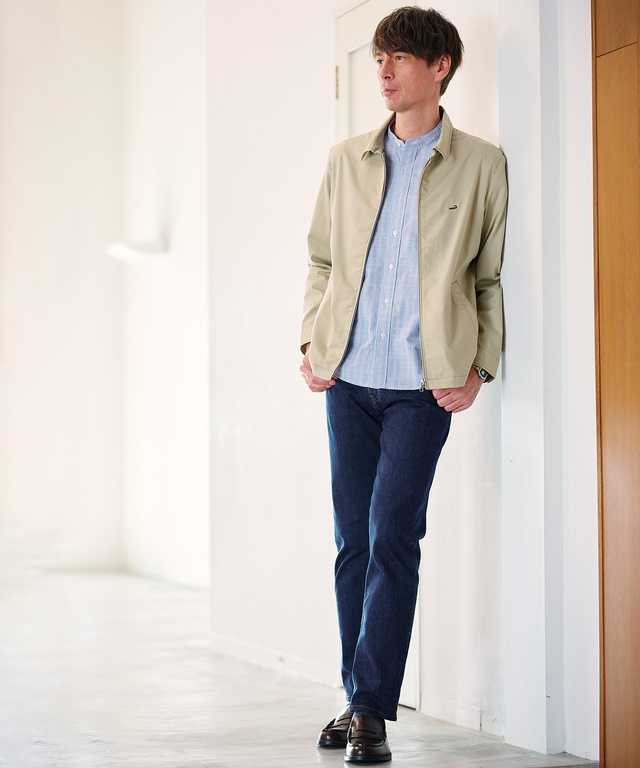 バンドカラー ストライプ シャツ